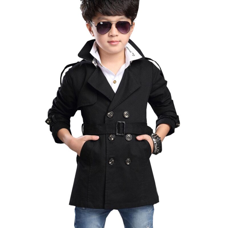  autumn boy double-breasted coat and long sections windbreaker kids jacket  baby outerwear 5-16 years